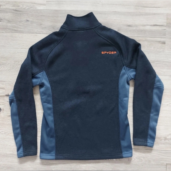 Spyder Mens Outbound 1/4 Zip Pullover Fleece Lined Sweater Medium Navy - Picture 2 of 6